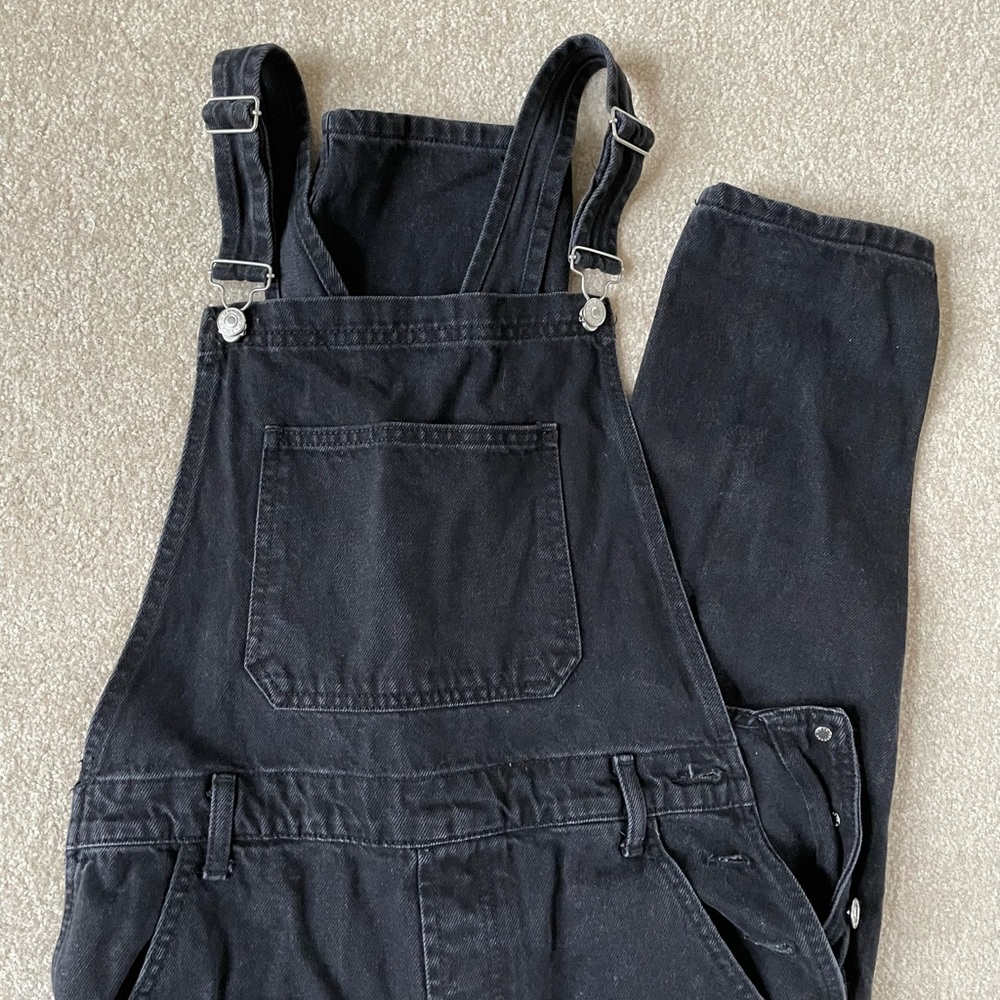 Topshop Moto Overalls in Washed Black
